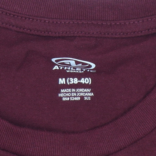Athletic Works Men Red Long Sleeve Crew Neck Active T-Shirt M