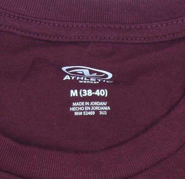 Athletic Works Men Red Long Sleeve Crew Neck Active T-Shirt M