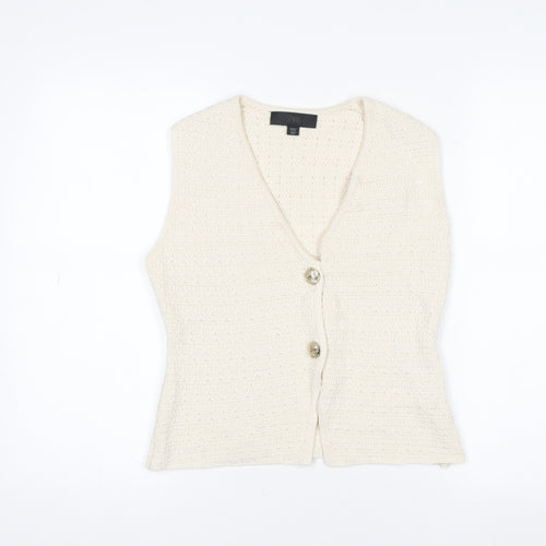 Zara Women Ivory Knit Sleeveless Button Blouse Top Size S