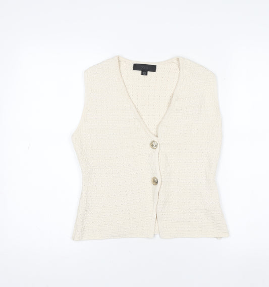 Zara Women Ivory Knit Sleeveless Button Blouse Top Size S