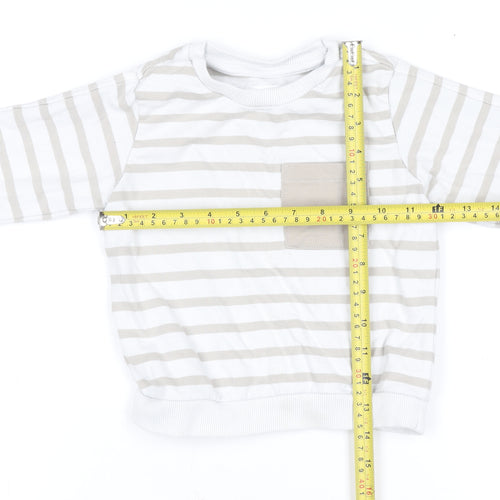 MNG Boys Beige Striped Pullover Sweatshirt 3-4 Years Cotton Blend