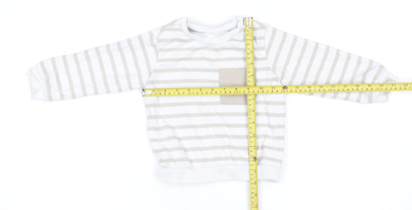 MNG Boys Beige Striped Pullover Sweatshirt 3-4 Years Cotton Blend