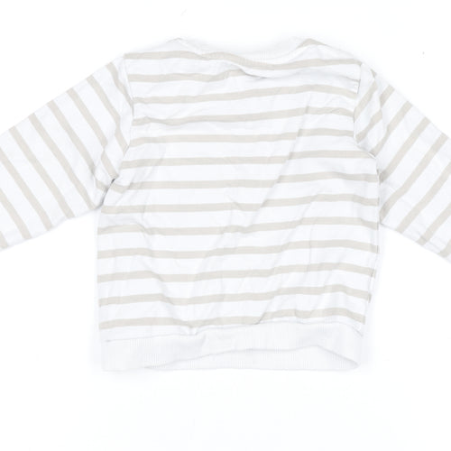 MNG Boys Beige Striped Pullover Sweatshirt 3-4 Years Cotton Blend