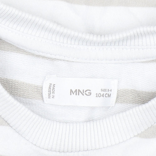 MNG Boys Beige Striped Pullover Sweatshirt 3-4 Years Cotton Blend