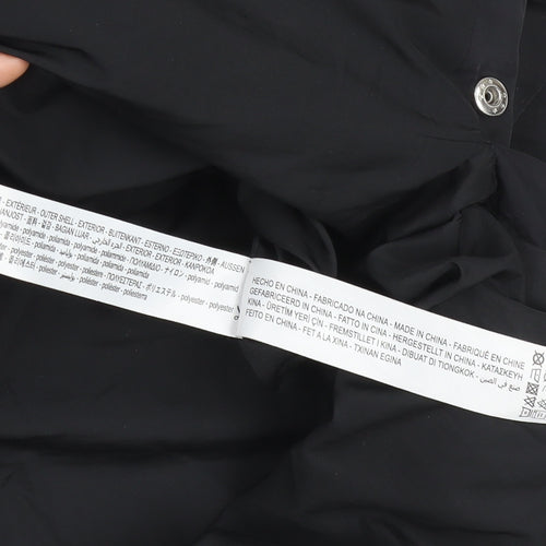 Bershka Women Black Long Puffer Hooded Waistcoat Size 12