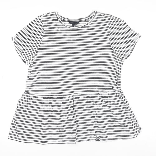 New Look Womens White Striped Cotton Jersey Peplum T-Shirt Size 10