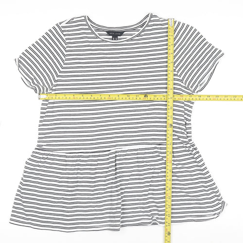 New Look Womens White Striped Cotton Jersey Peplum T-Shirt Size 10