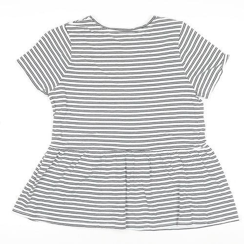 New Look Womens White Striped Cotton Jersey Peplum T-Shirt Size 10