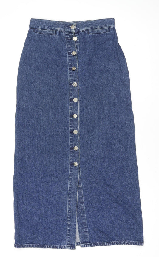 St Bernard Women’s Blue Denim Button Long Skirt Size 14 (28" Waist)