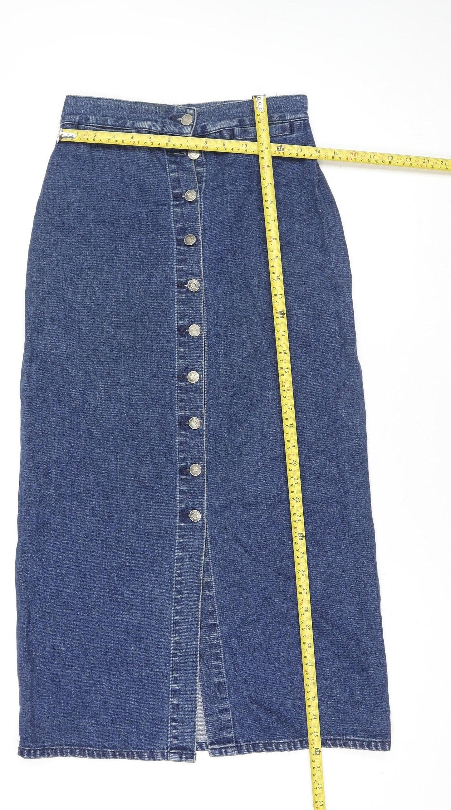 St Bernard Women’s Blue Denim Button Long Skirt Size 14 (28" Waist)