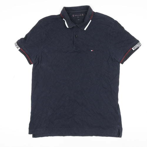 Tommy Hilfiger Men's Blue Slim Fit Polo Shirt L Short Sleeve