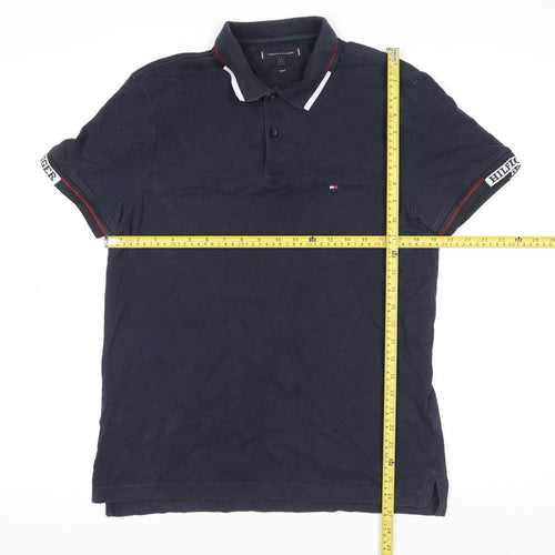 Tommy Hilfiger Men's Blue Slim Fit Polo Shirt L Short Sleeve