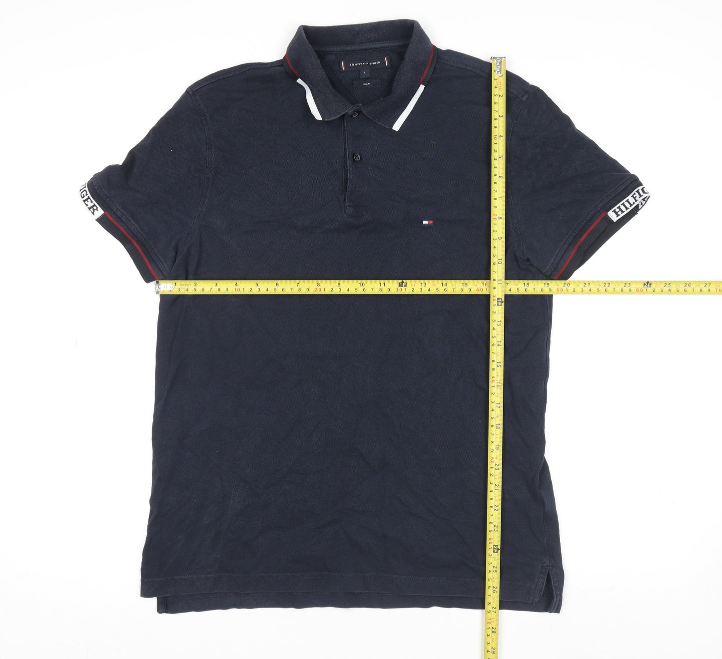 Tommy Hilfiger Men's Blue Slim Fit Polo Shirt L Short Sleeve