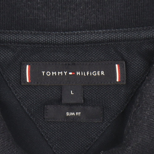 Tommy Hilfiger Men's Blue Slim Fit Polo Shirt L Short Sleeve
