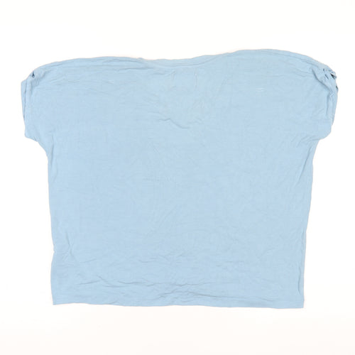 Rock & Rags Women's Blue Butterfly Pocket V-Neck Cotton T-Shirt Size 8-10