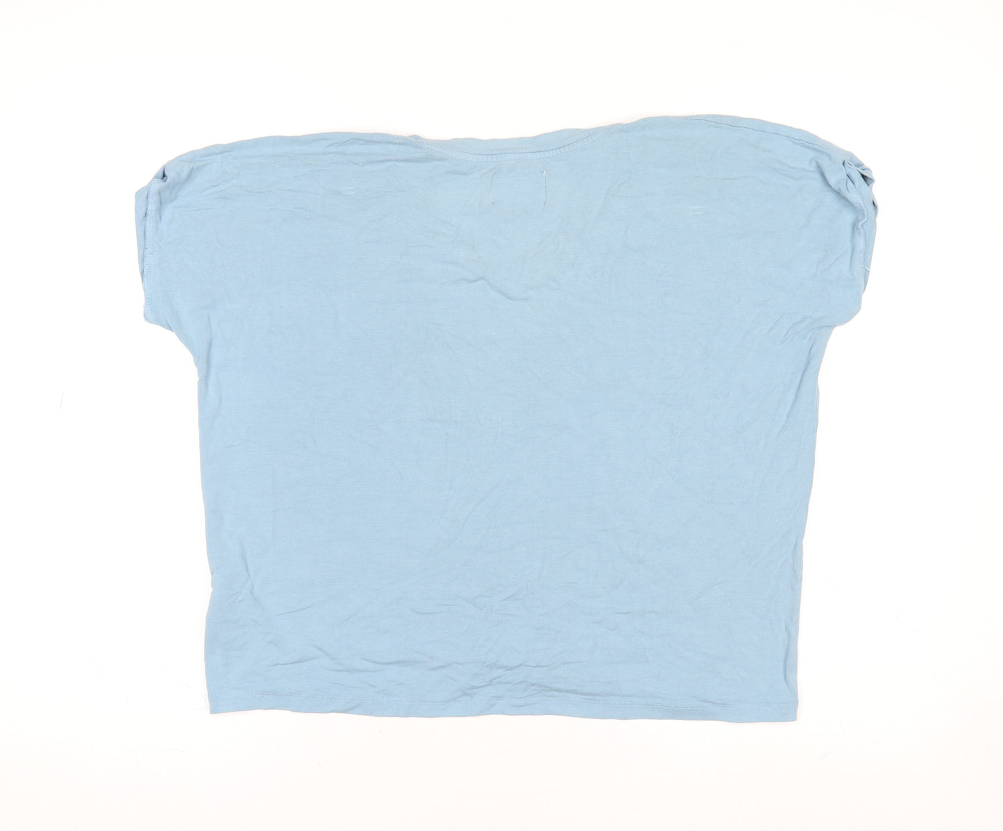 Rock & Rags Women's Blue Butterfly Pocket V-Neck Cotton T-Shirt Size 8-10