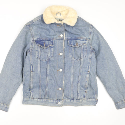 Topshop Women’s Blue Denim Sherpa Lined Jacket UK 8