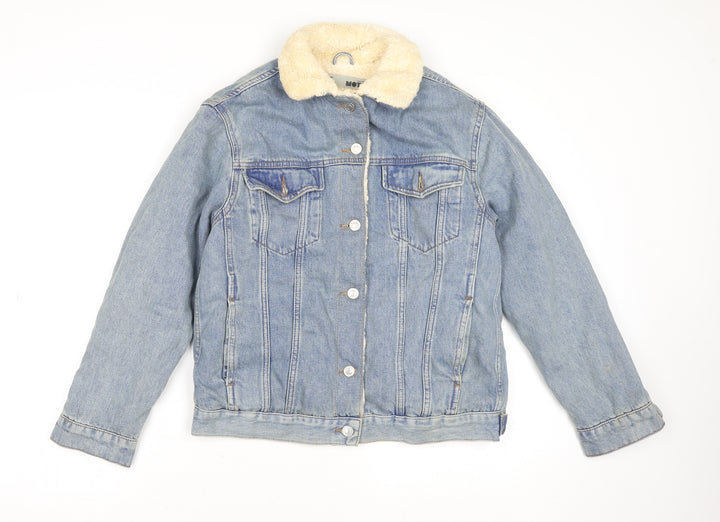Topshop Women’s Blue Denim Sherpa Lined Jacket UK 8
