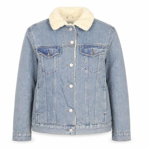 Topshop Women’s Blue Denim Sherpa Lined Jacket UK 8