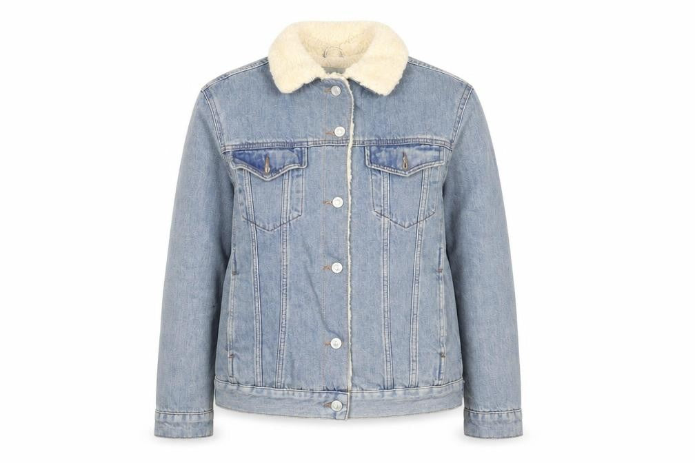 Topshop Women’s Blue Denim Sherpa Lined Jacket UK 8