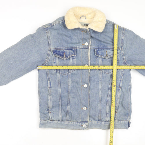 Topshop Women’s Blue Denim Sherpa Lined Jacket UK 8