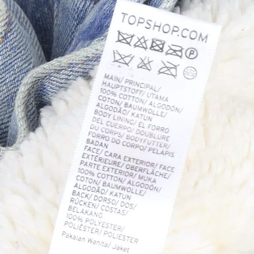 Topshop Women’s Blue Denim Sherpa Lined Jacket UK 8