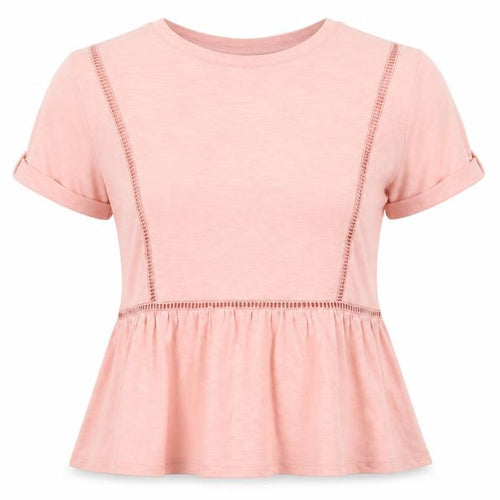 F&F Women's Pink 100% Cotton Tunic T-Shirt UK 12 Short Sleeve