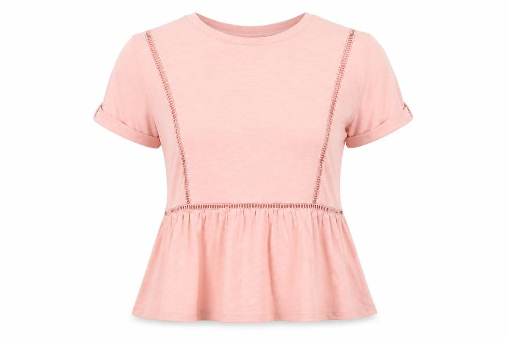 F&F Women's Pink 100% Cotton Tunic T-Shirt UK 12 Short Sleeve