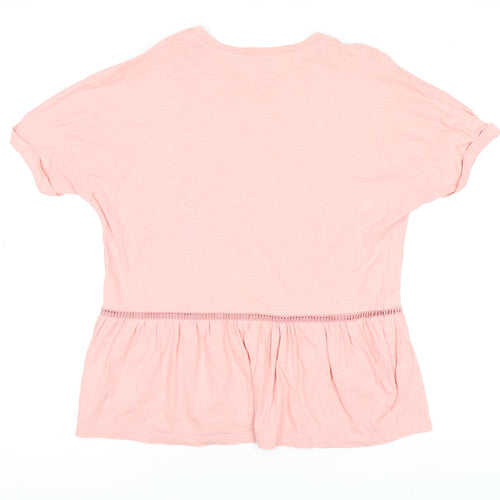 F&F Women's Pink 100% Cotton Tunic T-Shirt UK 12 Short Sleeve