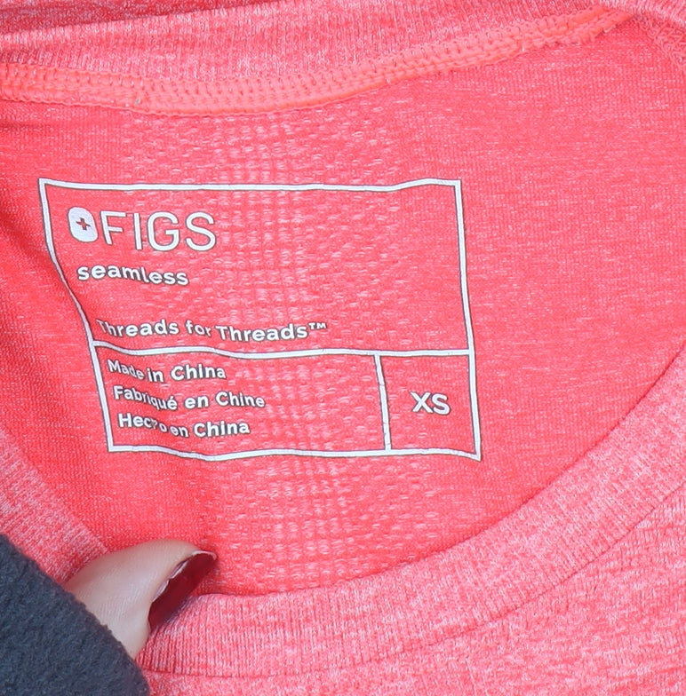 FIGS Womens Pink XS Seamless Long Sleeve Active Top