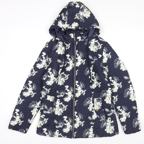 Gerard Women Blue Floral Hooded Puffer Jacket S