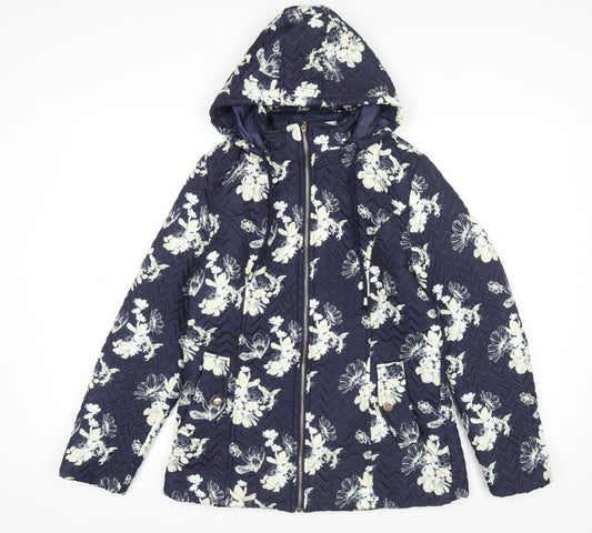 Gerard Women Blue Floral Hooded Puffer Jacket S