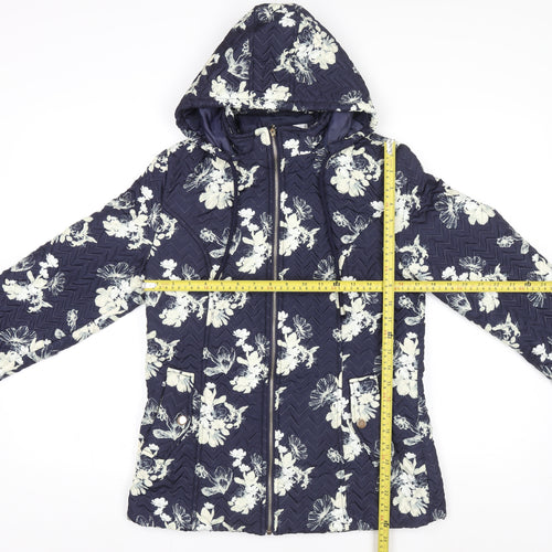 Gerard Women Blue Floral Hooded Puffer Jacket S