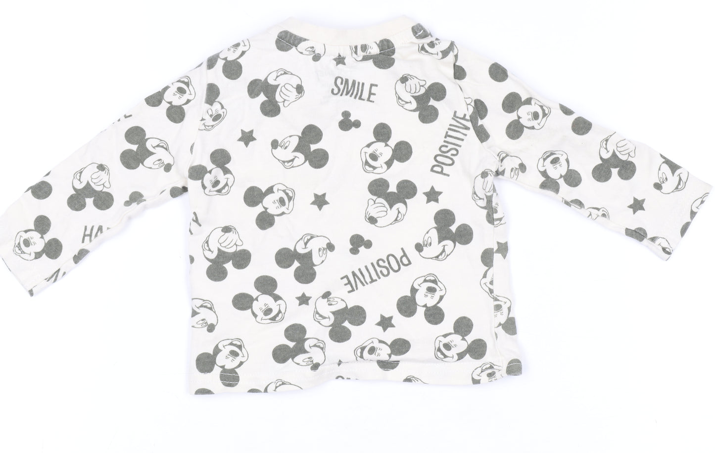 Disney at Primark Baby Unisex White Mickey Mouse Long Sleeve Cotton T-Shirt 3-6M