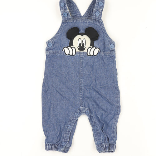 Disney at Primark Blue Mickey Denim Dungaree 3-6 Months Baby Outfit