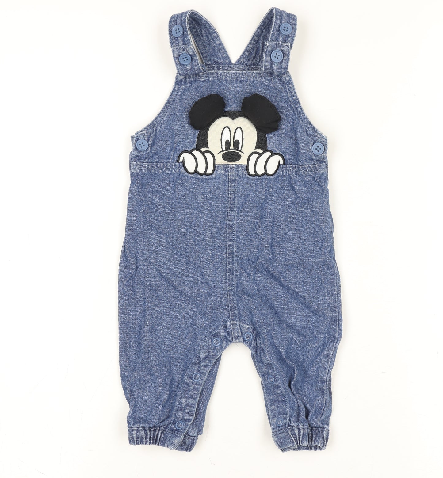 Disney at Primark Blue Mickey Denim Dungaree 3-6 Months Baby Outfit
