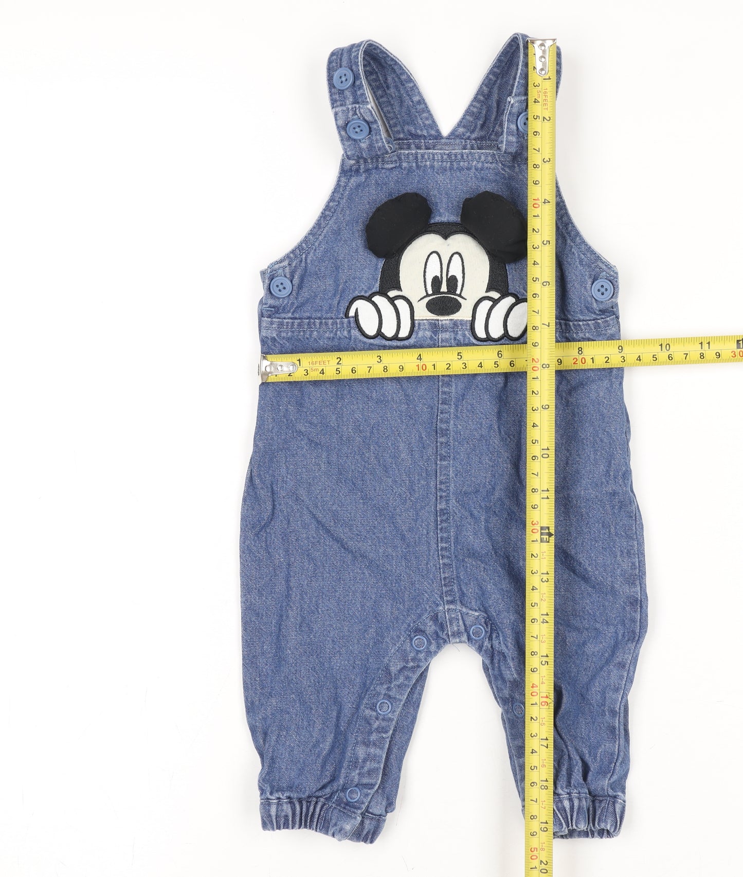 Disney at Primark Blue Mickey Denim Dungaree 3-6 Months Baby Outfit