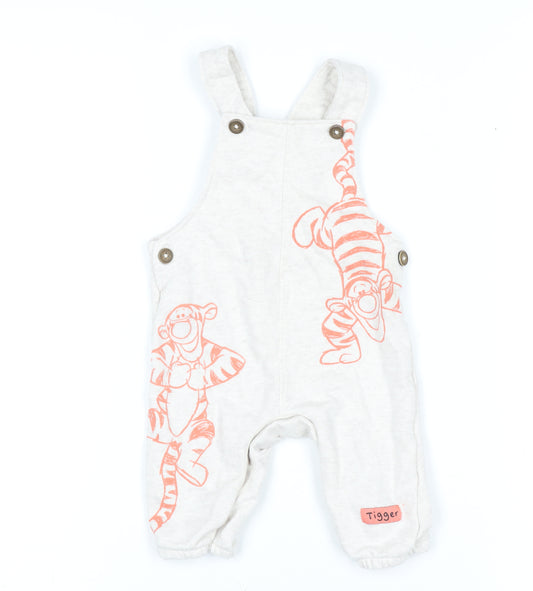 Disney Baby Unisex Beige Tigger Dungaree 3-6 Months Cotton Blend