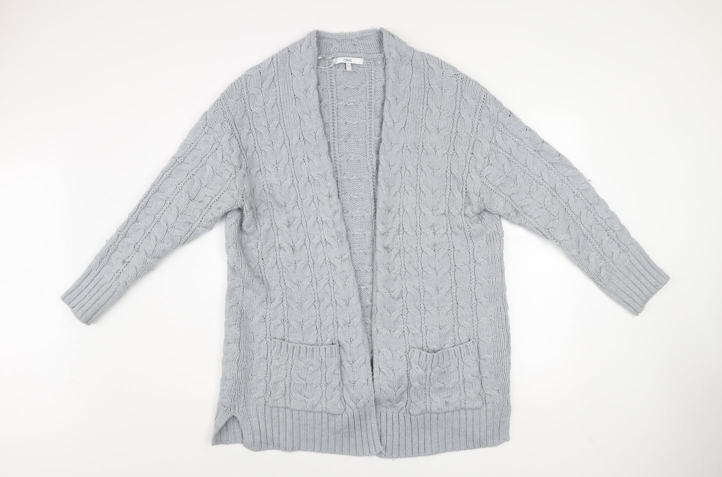 Next Women’s Grey Cable-Knit Open Cardigan Size 14