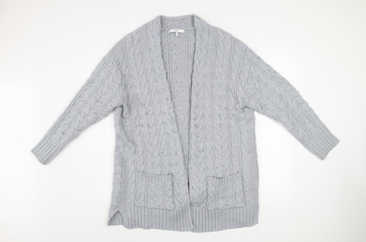 Next Women’s Grey Cable-Knit Open Cardigan Size 14