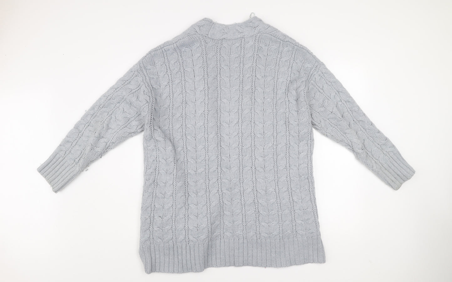 Next Women’s Grey Cable-Knit Open Cardigan Size 14