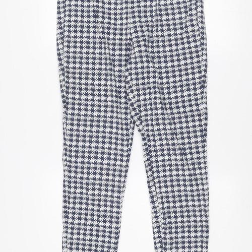 Gallery Women's Blue Check Tapered Trousers UK 14 Cotton Blend