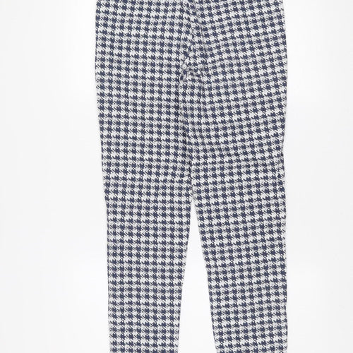 Gallery Women's Blue Check Tapered Trousers UK 14 Cotton Blend