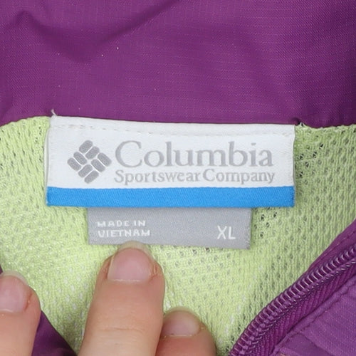 Columbia Women Purple XL Hooded Rain Coat Outdoor Jacket