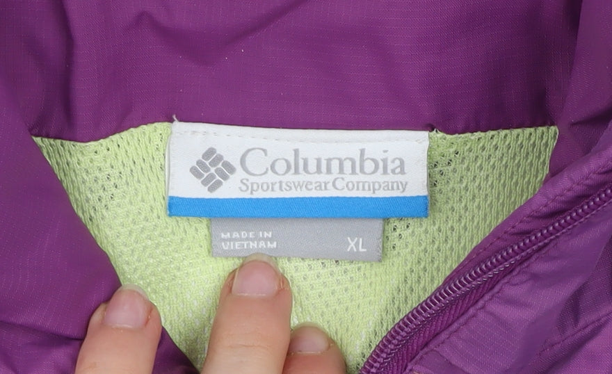 Columbia Women Purple XL Hooded Rain Coat Outdoor Jacket