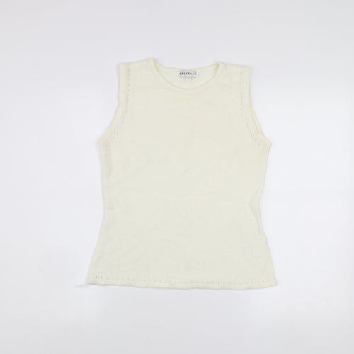 Abstract Women Ivory Sleeveless Knit Vest Jumper Size S
