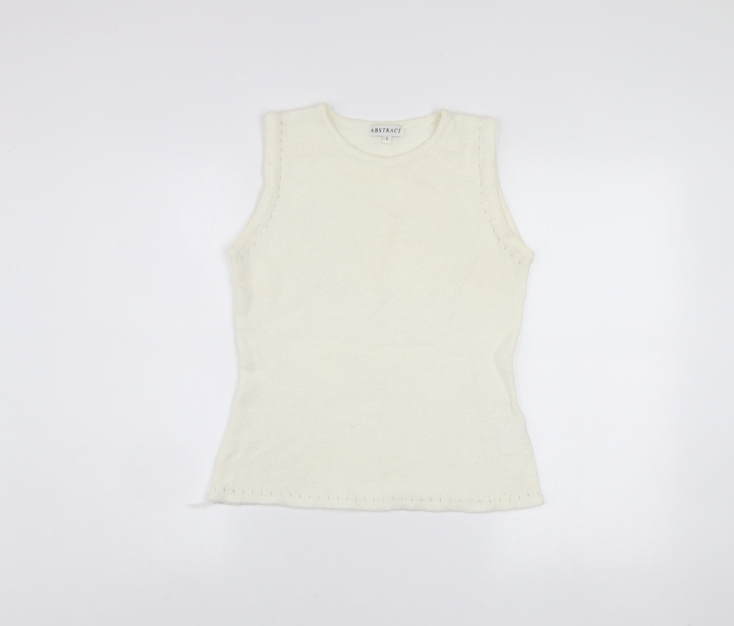 Abstract Women Ivory Sleeveless Knit Vest Jumper Size S