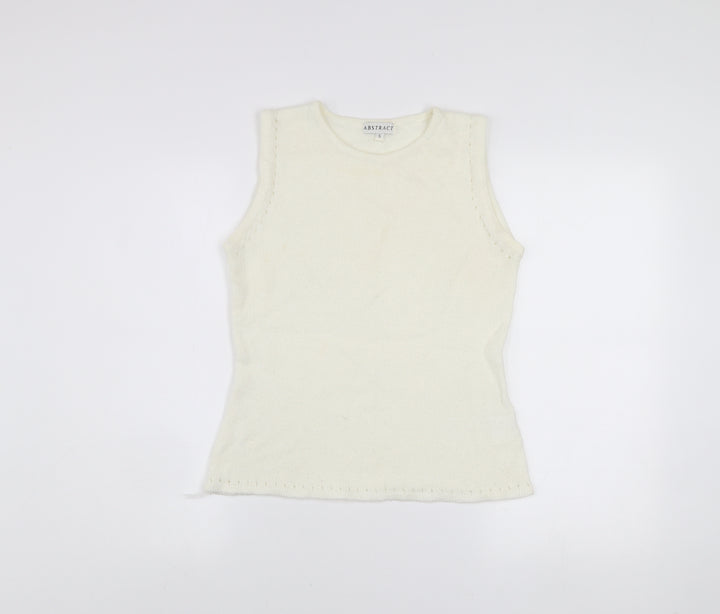 Abstract Women Ivory Sleeveless Knit Vest Jumper Size S