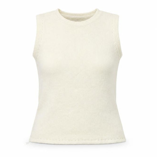 Abstract Women Ivory Sleeveless Knit Vest Jumper Size S