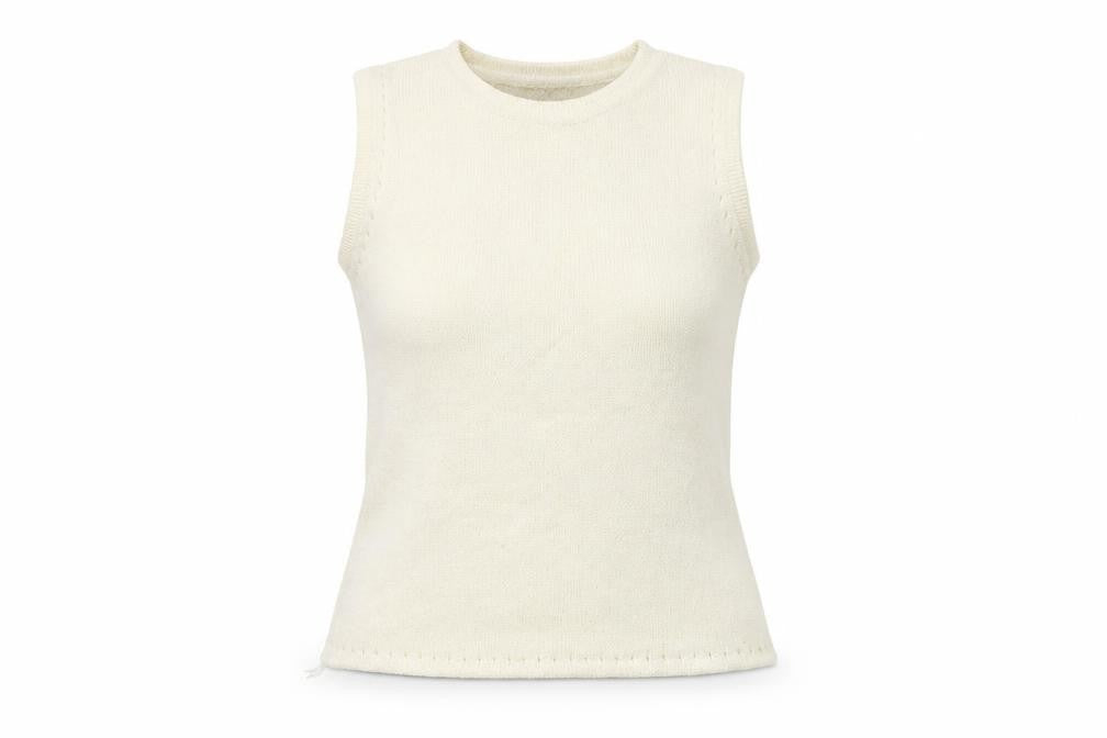 Abstract Women Ivory Sleeveless Knit Vest Jumper Size S